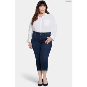 NYDJ Jeans Dark Blue Raw Hem Chloe Capri Hollywood Mystique High Rise 22W